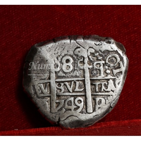 Fernando VI. 1749. 8 reales. Potosí. Ensayador: P. MBC
