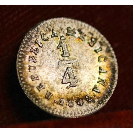 México. 1/4 real (cuartillo). 1842. Ensayador: LR. NGC MS63.
