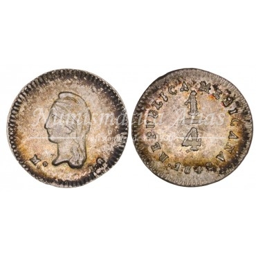 México. 1/4 real (cuartillo). 1842. Ensayador: LR. NGC MS63.