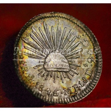 México. 1/2 real. 1845. Ensayador: MF. NGC MS63 (8538685-006).