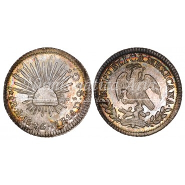 México. 1/2 real. 1845. Ensayador: MF. NGC MS63 (8538685-006).