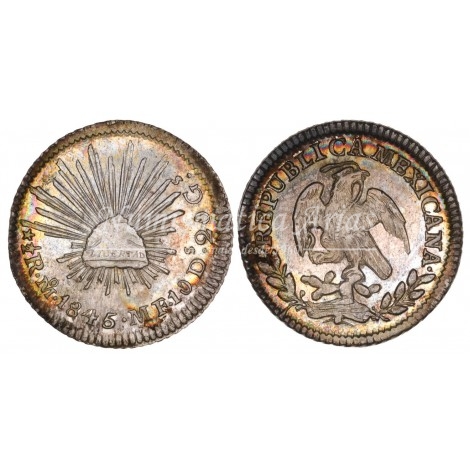 México. 1/2 real. 1845. Ensayador: MF. NGC MS63 (8538685-006).