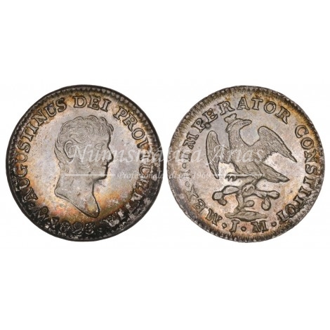 México. 1/2 real. 1823. Ensayador: JM. NGC MS63 (8538685-005).