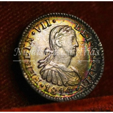 Fernando VII. 1/2 real. 1814. México. Ensayador: JJ. NGC MS62.