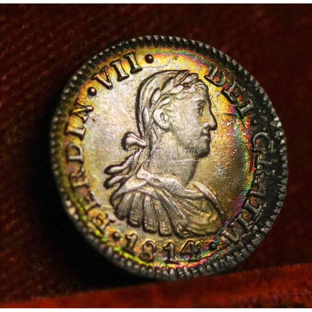 Fernando VII. 1/2 real. 1814. México. Ensayador: JJ. NGC MS62.