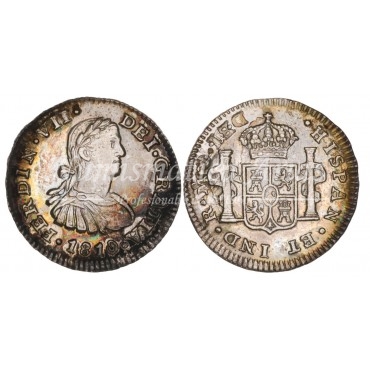 Fernando VII. 1/2 real. 1810. México. Ensayador: HJ. NGC MS62.