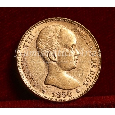 Alfonso XIII. 20 ptas. 1890*18/90. MP M. EBC-