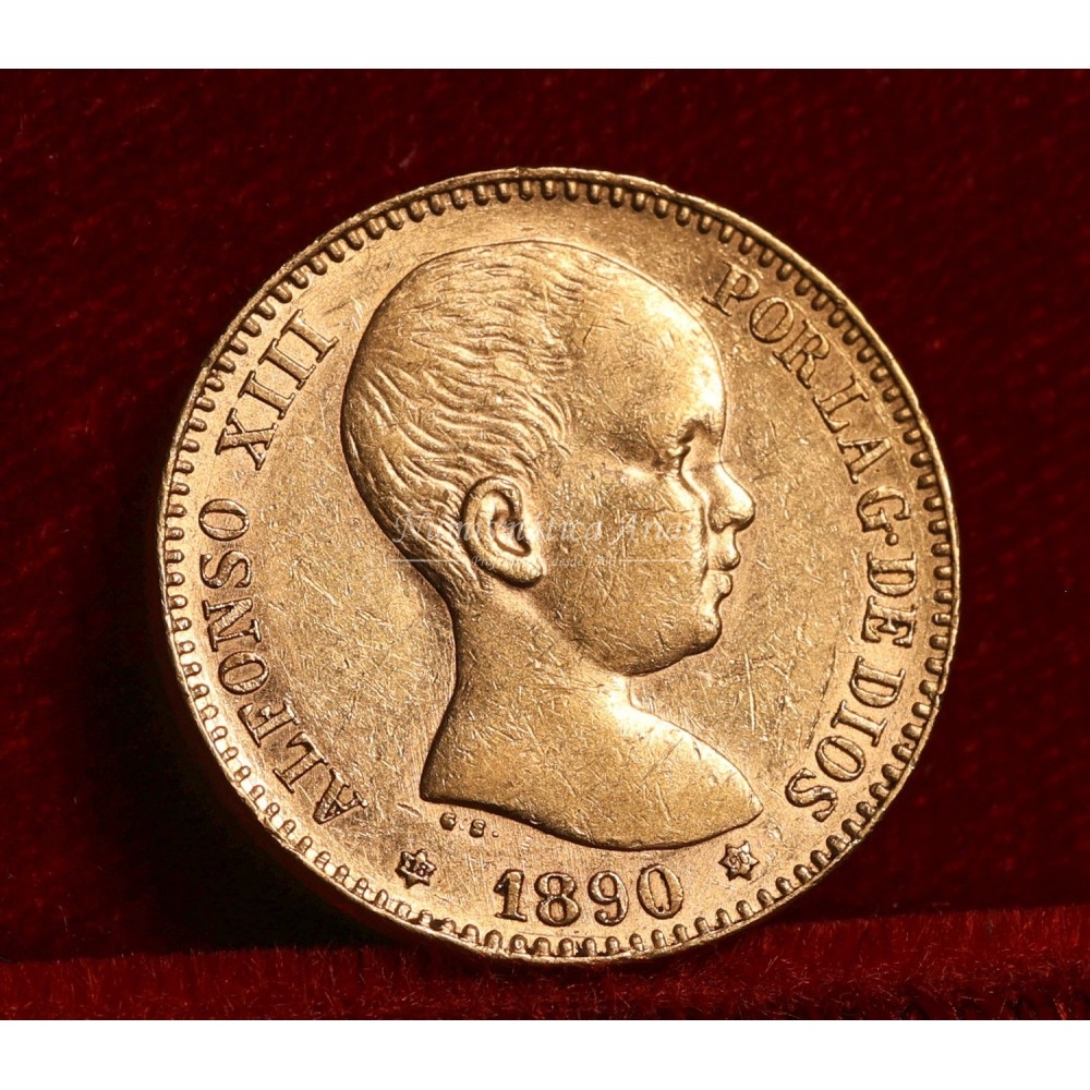Alfonso XIII. 20 ptas. 1890*18/90. MP M. EBC-