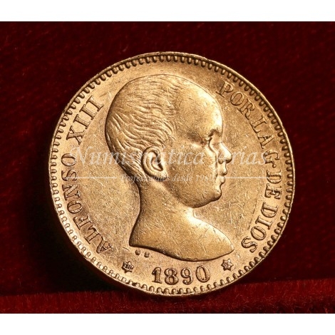 Alfonso XIII. 20 ptas. 1890*18/90. MP M. EBC-