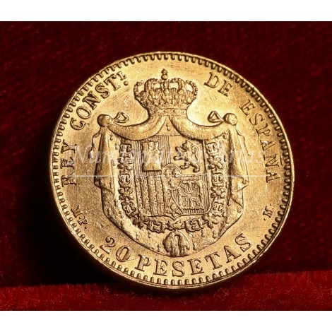 Alfonso XIII. 20 ptas. 1890*18/90. MP M. EBC-