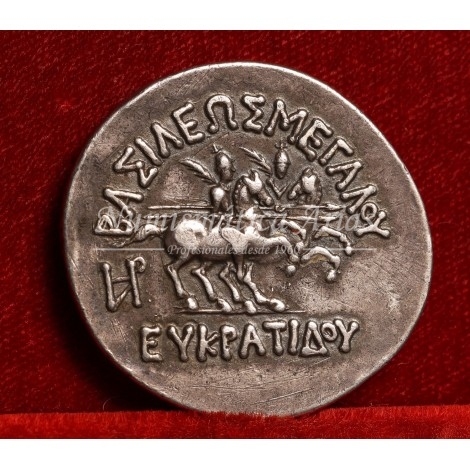 Bactria. Eukratides I Megas. Tetradracma. 170-145 a. C. EBC-