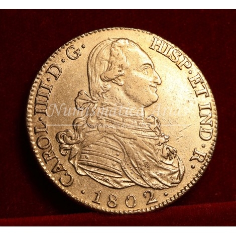 Carlos IV. 8 escudos. 1802. Madrid. Ensayador: FA. EBC