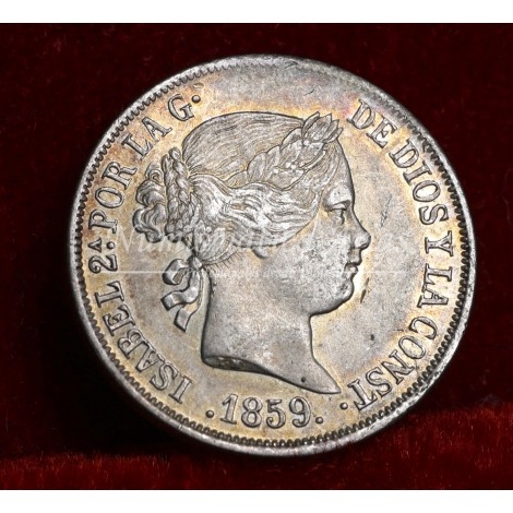 Isabel II. 2 reales. 1859. Madrid. EBC+