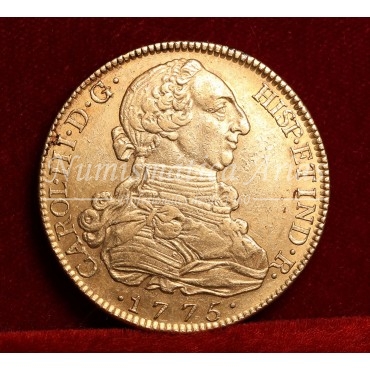 Carlos III. 8 escudos. 1775. Madrid. Ensayador: PJ. EBC