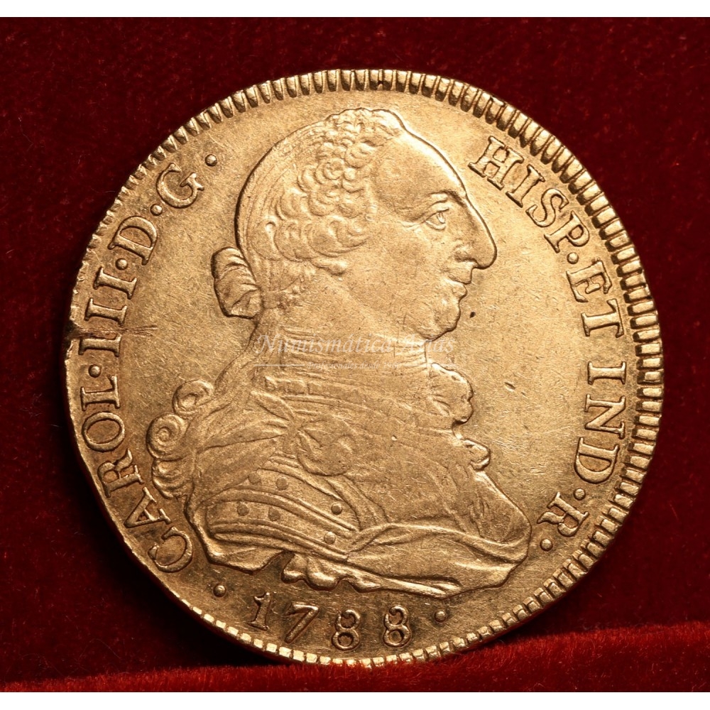 Carlos III. 8 escudos. 1788. Popayán. Ensayador: SF. EBC-