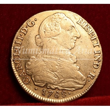Carlos III. 8 escudos. 1788. Popayán. Ensayador: SF. EBC-