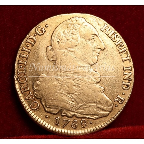 Carlos III. 8 escudos. 1788. Popayán. Ensayador: SF. EBC-