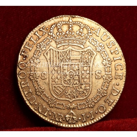 Carlos IV. 8 escudos. 1801. Nuevo Reino. Ensayador: JJ. MBC