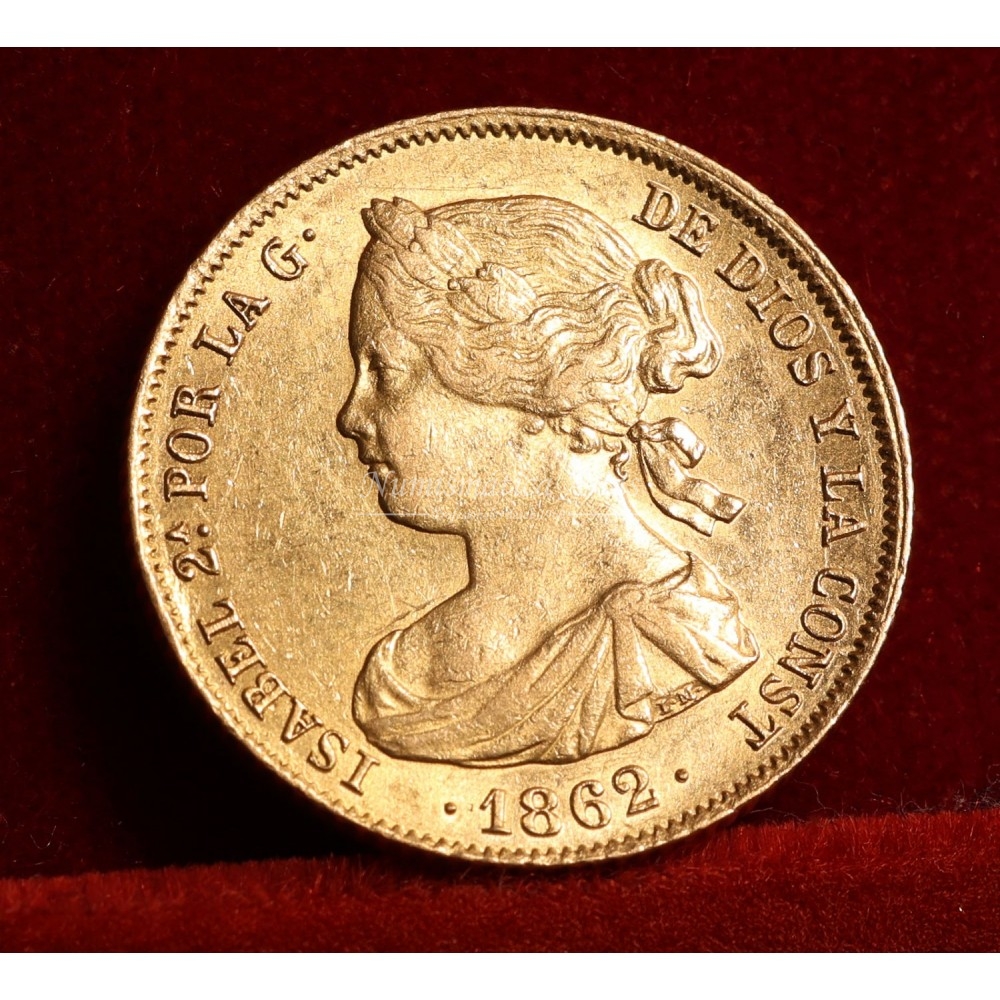 Isabel II. 100 reales. 1862. Madrid. EBC+