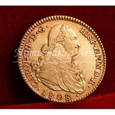 Carlos IV. 2 escudos. 1808. Madrid. Ensayador: AI. MBC+