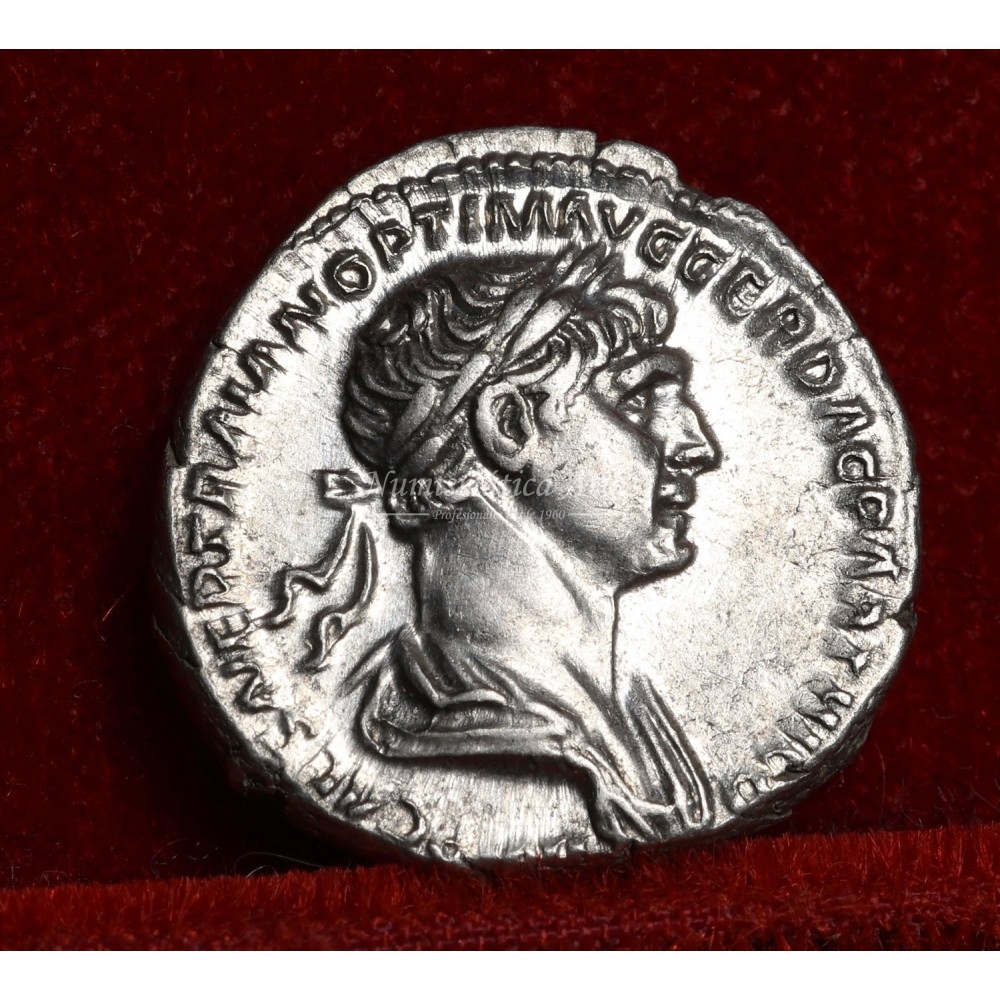 Trajano. Denario (116 d.C.) RIC. 317 var. EBC+