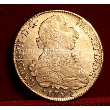 Carlos IV. 8 escudos. 1794. Santiago. Ensayador: DA. EBC