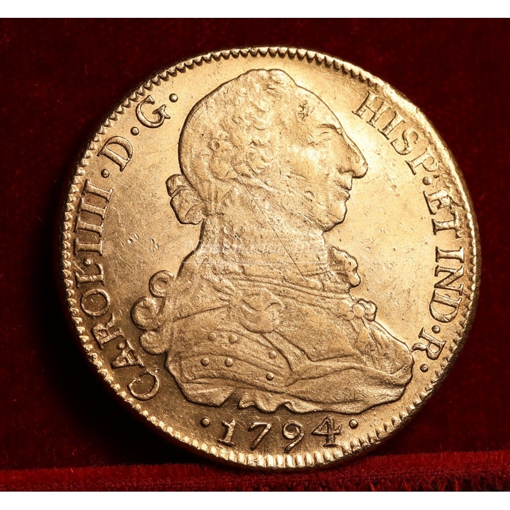 Carlos IV. 8 escudos. 1794. Santiago. Ensayador: DA. EBC