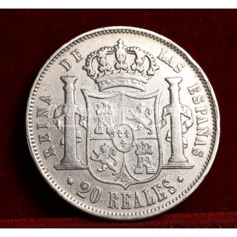 Isabel II. 20 reales. 1854. Madrid. BC+