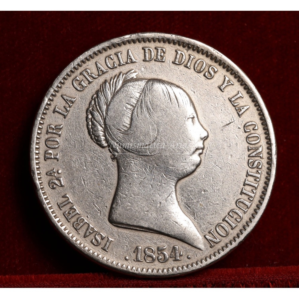 Isabel II. 20 reales. 1854. Madrid. BC+