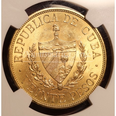 Cuba. 20 pesos. 1915. NGC MS62 (6435255-008)