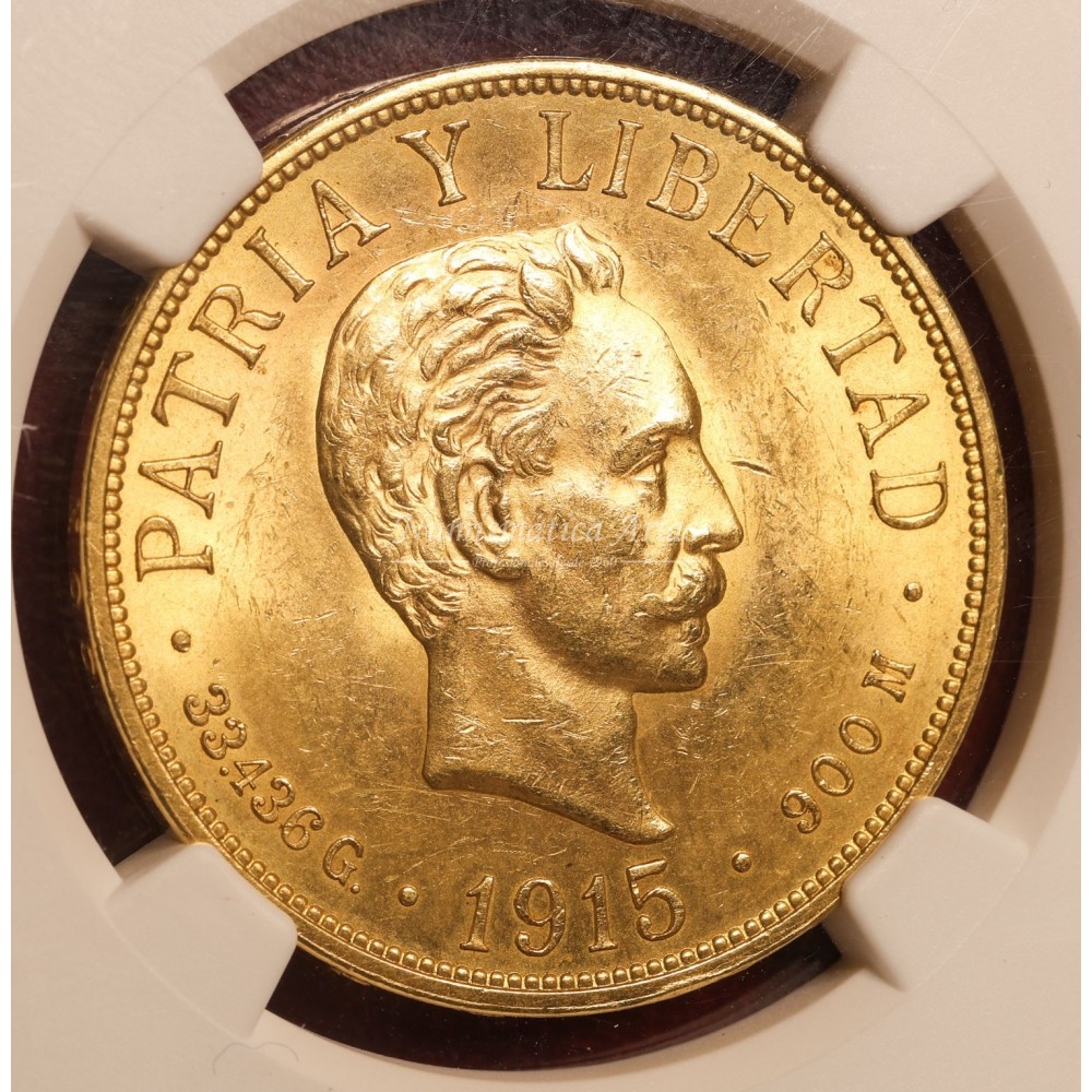 Cuba. 20 pesos. 1915. NGC MS62 (6435255-008)