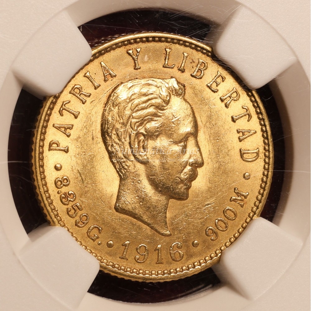 Cuba. 5 pesos. 1916. NGC AU58 (8405198-002)