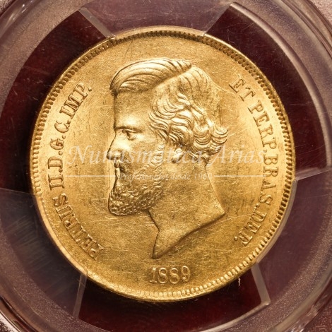 Brasil. 20000 reis. 1889. Pedro II. PCGS AU58 (229355.58/50607148).