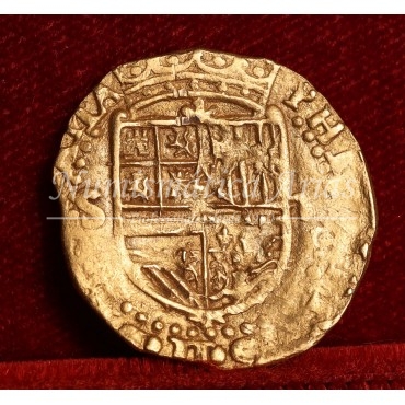 Felipe II. 1 escudo. 1556/1598. Sevilla. Ensayador: P tumbada. MBC+