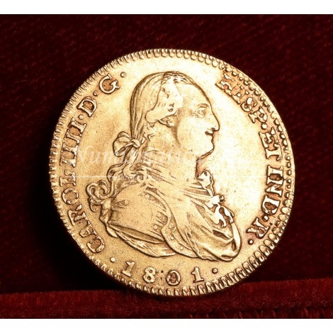 Carlos IV. 2 escudos. 1801. Madrid. Ensayador: FA. MBC+