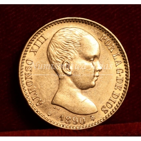 Alfonso XIII. 20 ptas. 1890*18/90. MP M. EBC+