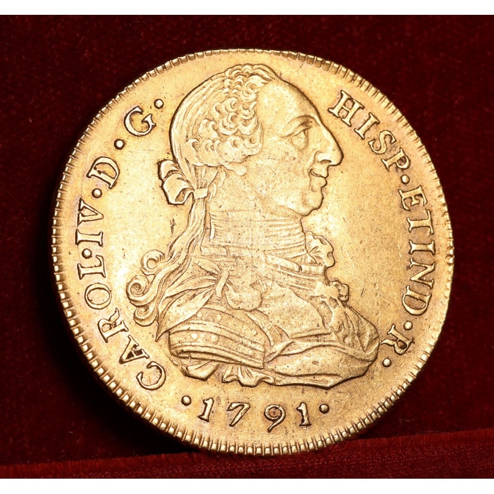 Carlos IV. 8 escudos. 1791. Lima. Ensayador: IJ. EBC-