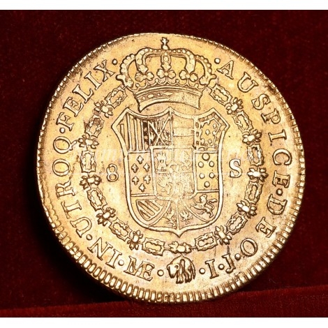 Carlos IV. 8 escudos. 1791. Lima. Ensayador: IJ. EBC-