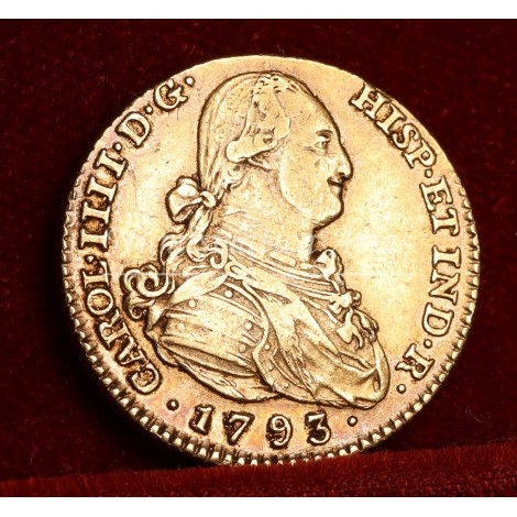 Carlos IV. 2 escudos. 1793. Madrid. Ensayador: MF. MBC+