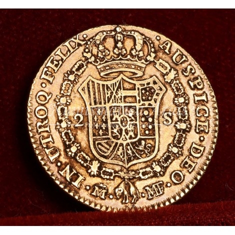 Carlos IV. 2 escudos. 1793. Madrid. Ensayador: MF. MBC+