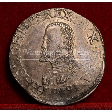 Felipe II. Escudo. Amberes. 1591. EBC+