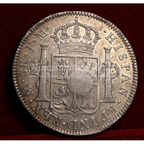 Dólar (5 shillings). Resello de Jorge III sobre 8 reales. 1795. México. Ensayador: FM.
