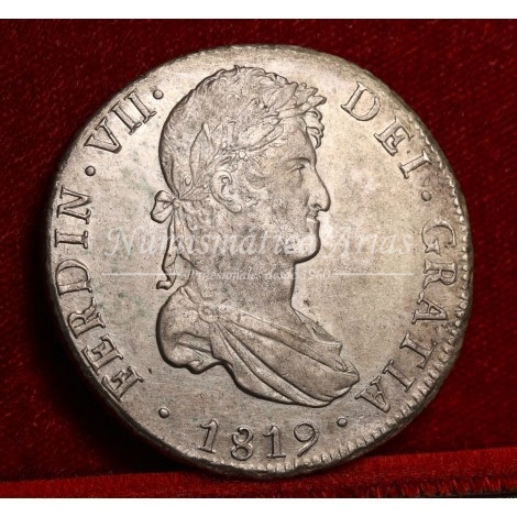 Fernando VII. 8 reales. 1819. Potosí. Ensayador: PJ. EBC+