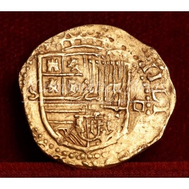 Felipe II. 1 escudo. 1556/1598. Sevilla. Ensayador: P tumbada. MBC