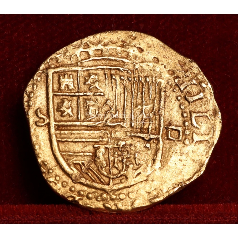 Felipe II. 1 escudo. 1556/1598. Sevilla. Ensayador: P tumbada. MBC