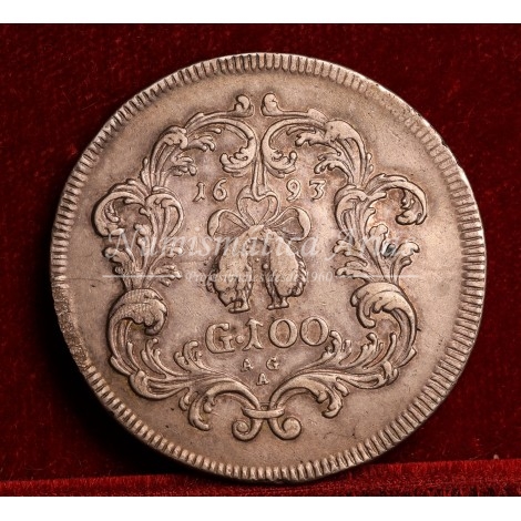 Carlos II. Ducado de 100 granas. 1693. Nápoles. Ensayador: AG A. EBC+.